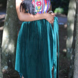 Green pleated skirt